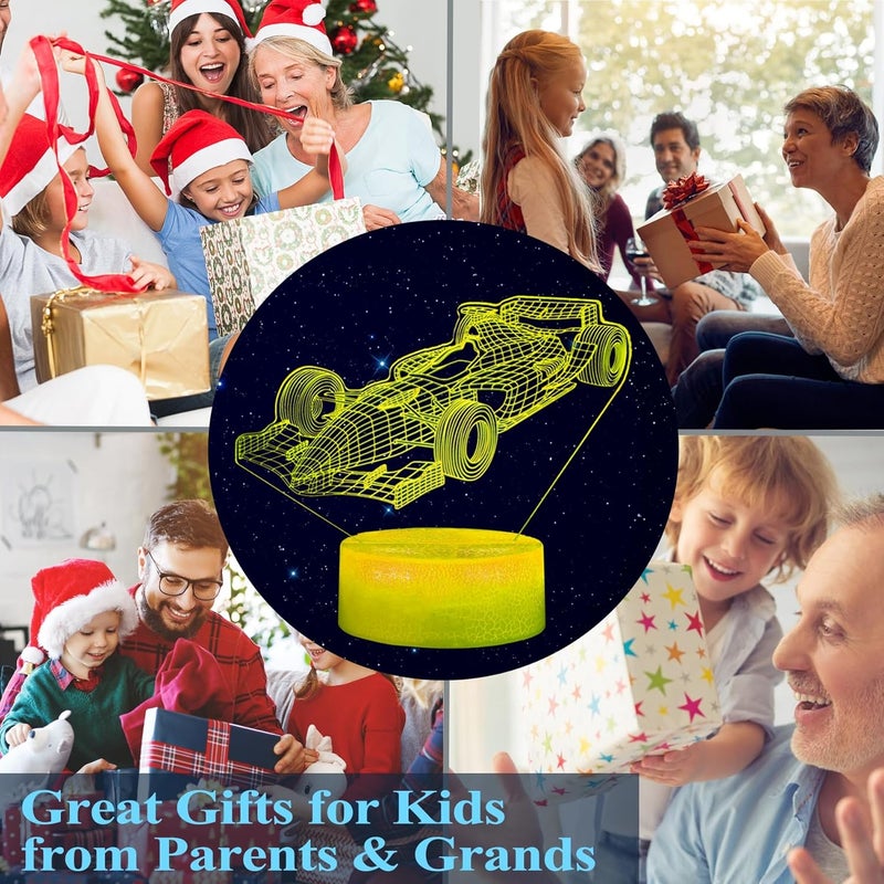 Posshe F1 Car Gifts for Boy, Formula One Night Light with Remote Control, 16 Colors Changing, RGB Flashing Mode and Dimmable, Sport Race Car Gifts for Boys Christmas Decor - Image 5